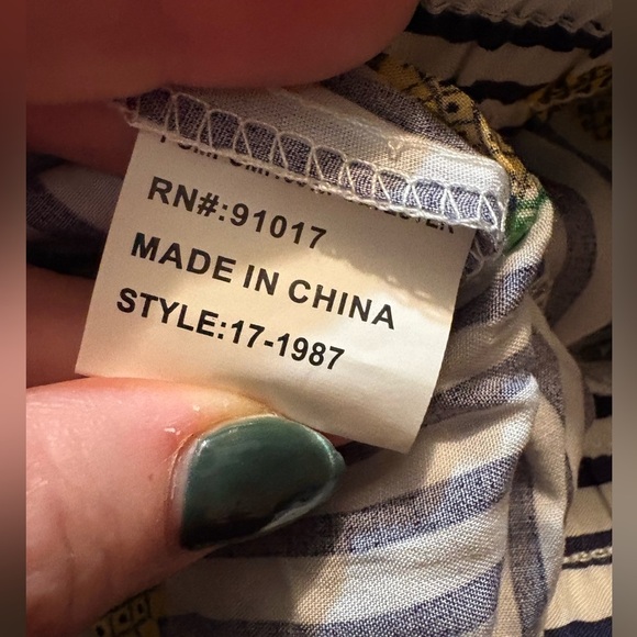 NWT Solitaire Swim Coverup Pants Pineapple and Stripes Pom Poms Drawstring Waist - Picture 12 of 12